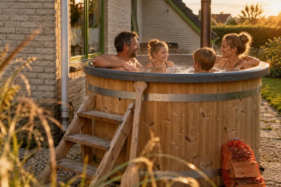 Gezellige zonsondergang in de hottub